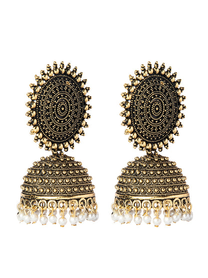 Shining Jewel Gold Plated Antique Traditional Ethnic Jhumka With Pearls Earrings for Women (SJ_1895)