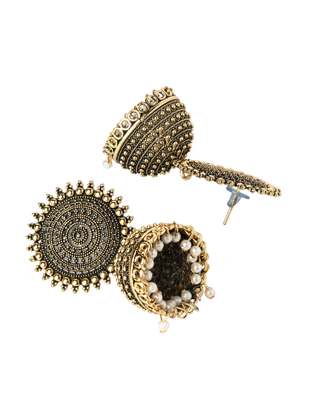 Shining Jewel Gold Plated Antique Traditional Ethnic Jhumka With Pearls Earrings for Women (SJ_1895)