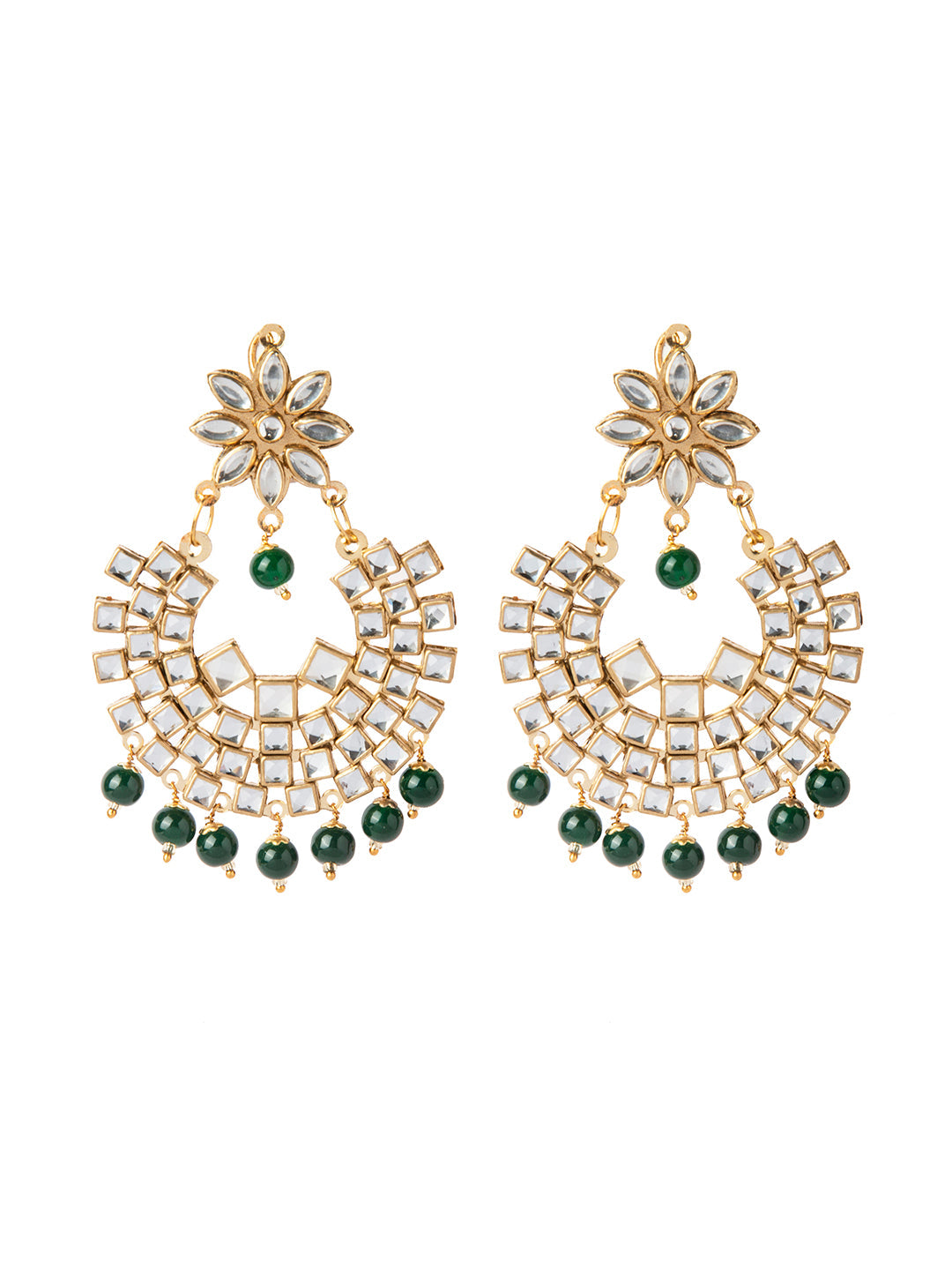 Shining Jewel Gold Plated Traditional Kundan Chandbali Earring and Maang Tikka Combo Set for Women (SJ_1896_G)