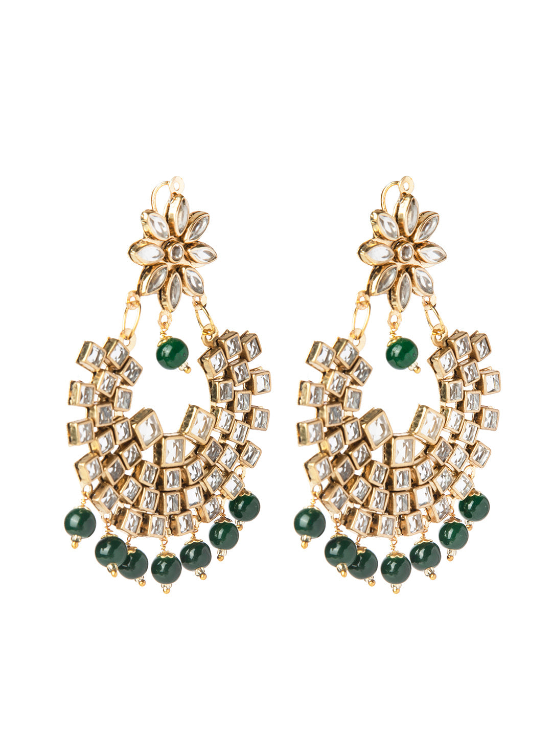 Shining Jewel Gold Plated Traditional Kundan Chandbali Earring and Maang Tikka Combo Set for Women (SJ_1896_G)