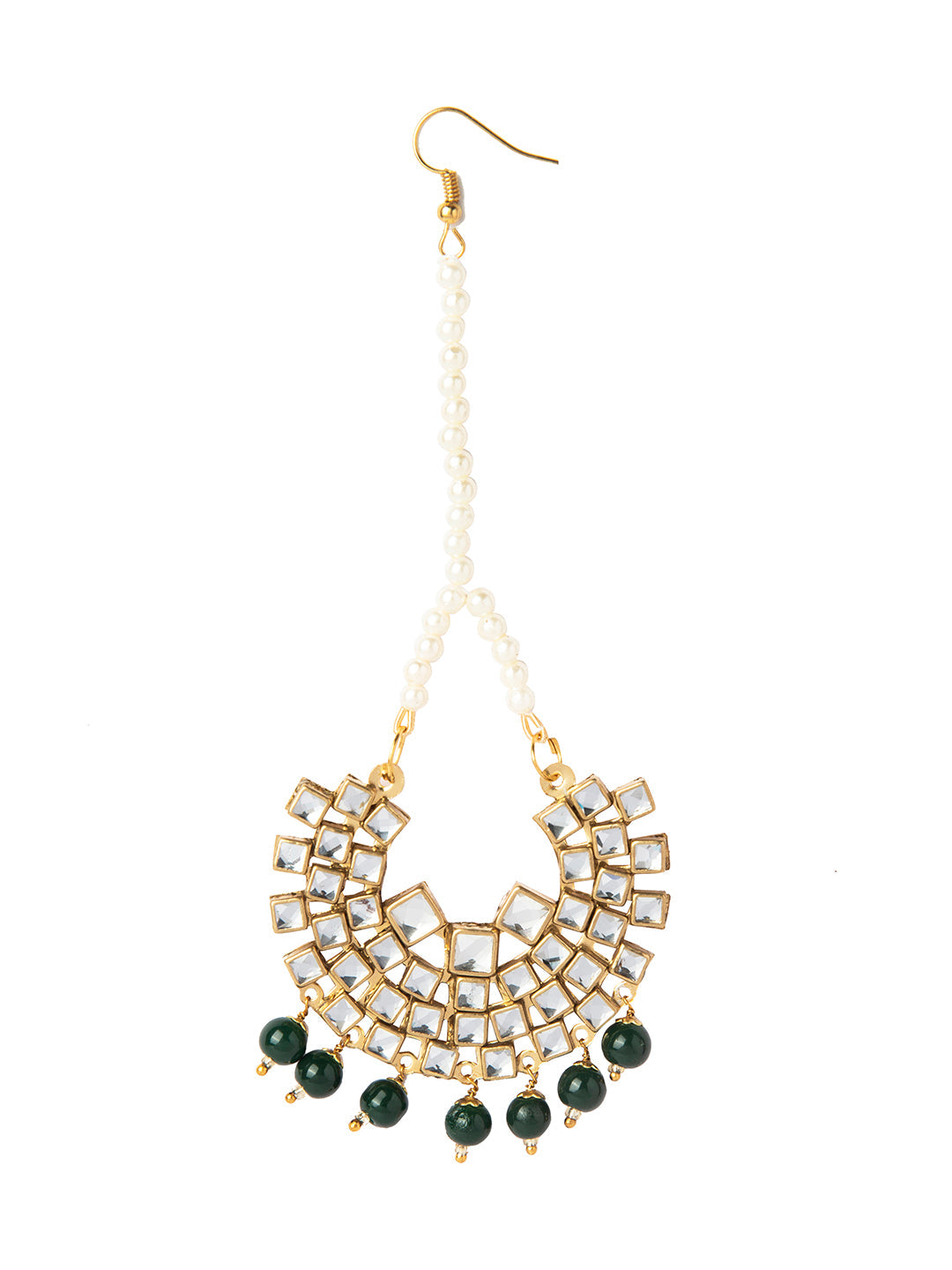 Shining Jewel Gold Plated Traditional Kundan Chandbali Earring and Maang Tikka Combo Set for Women (SJ_1896_G)