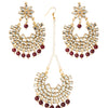 Shining Jewel Gold Plated Traditional Kundan Chandbali Earring and Maang Tikka Combo Set for Women (SJ_1896_M)