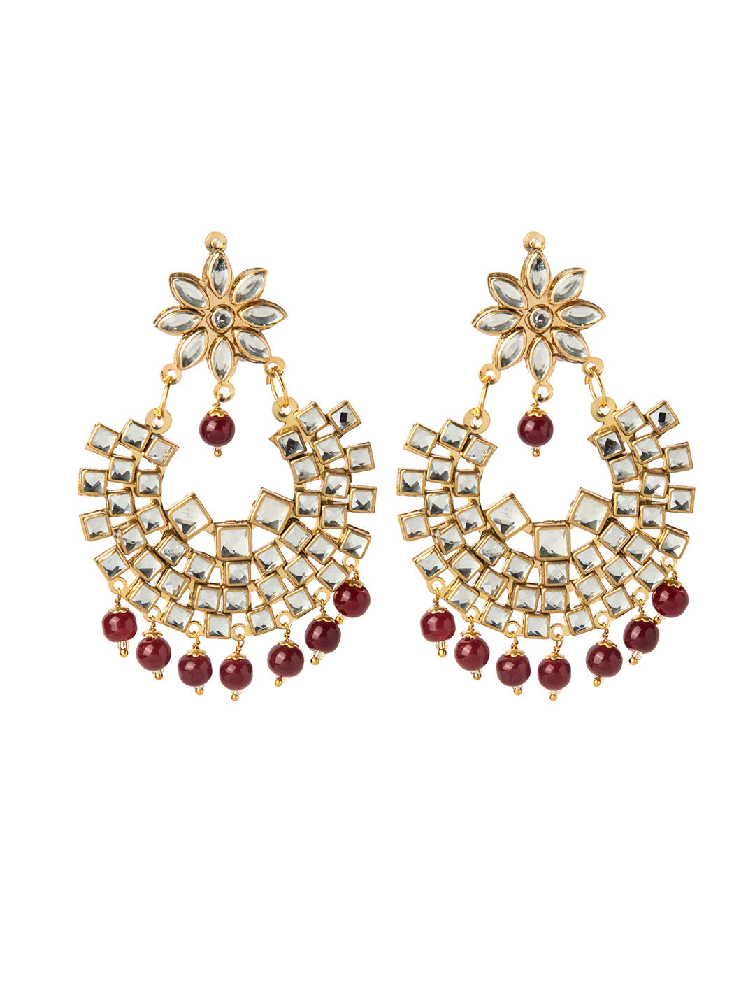 Shining Jewel Gold Plated Traditional Kundan Chandbali Earring and Maang Tikka Combo Set for Women (SJ_1896_M)