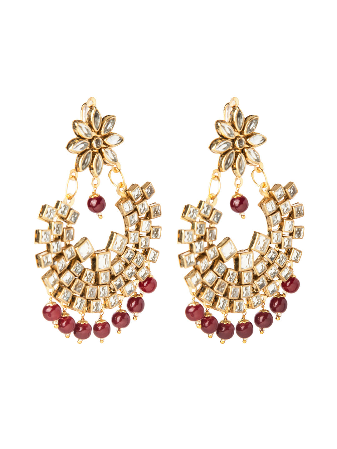 Shining Jewel Gold Plated Traditional Kundan Chandbali Earring and Maang Tikka Combo Set for Women (SJ_1896_M)