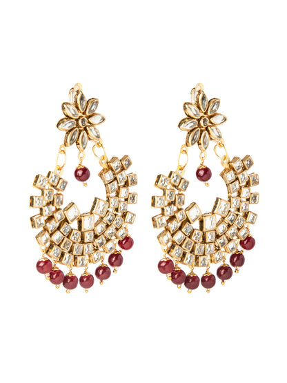 Shining Jewel Gold Plated Traditional Kundan Chandbali Earring and Maang Tikka Combo Set for Women (SJ_1896_M)