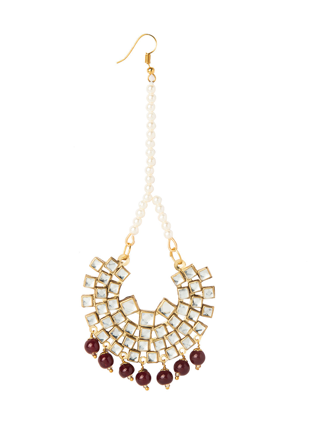 Shining Jewel Gold Plated Traditional Kundan Chandbali Earring and Maang Tikka Combo Set for Women (SJ_1896_M)