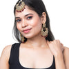 Shining Jewel Gold Plated Traditional Kundan Chandbali Earring and Maang Tikka Combo Set for Women (SJ_1896_M)
