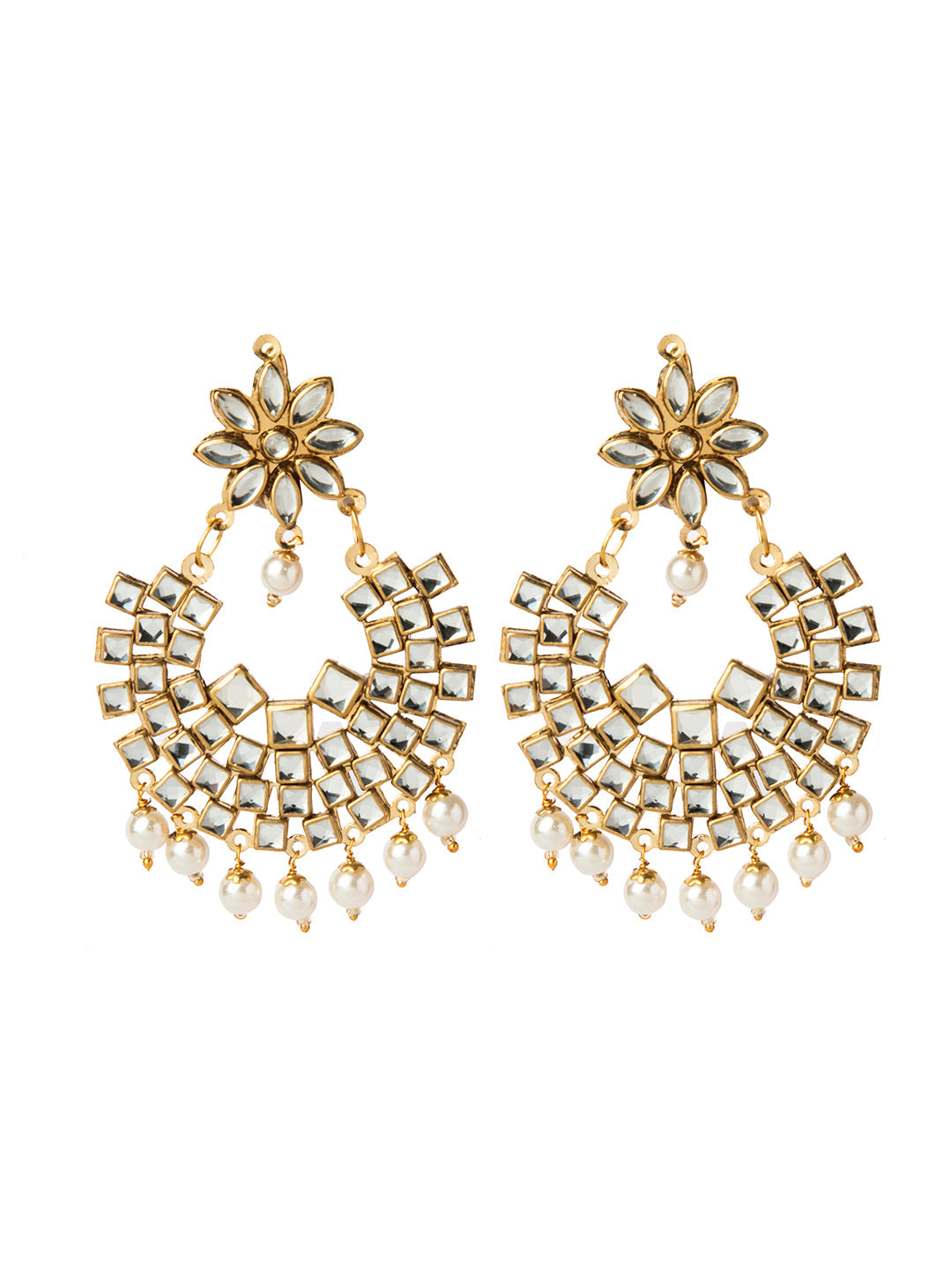 Shining Jewel Gold Plated Traditional Kundan Chandbali Earring and Maang Tikka Combo Set for Women (SJ_1896_W)