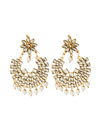 Shining Jewel Gold Plated Traditional Kundan Chandbali Earring and Maang Tikka Combo Set for Women (SJ_1896_W)