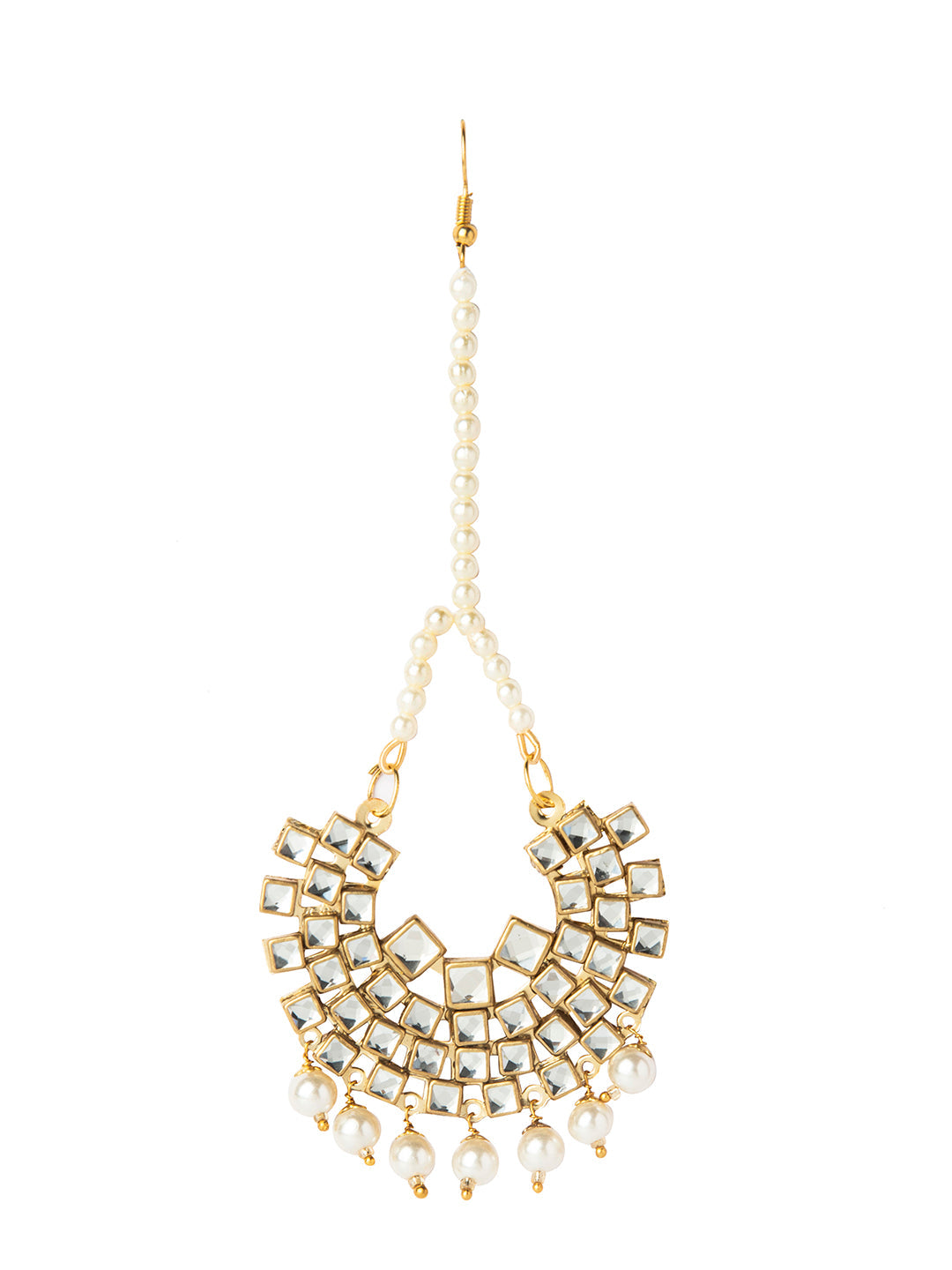 Shining Jewel Gold Plated Traditional Kundan Chandbali Earring and Maang Tikka Combo Set for Women (SJ_1896_W)