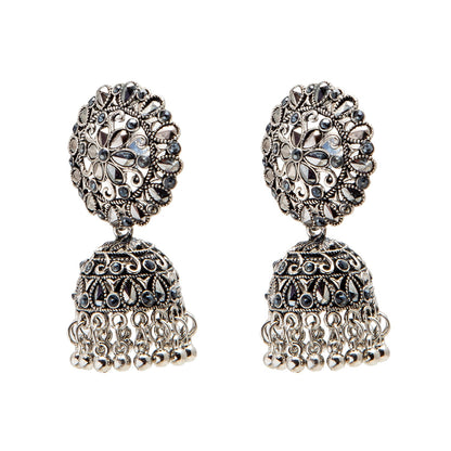 Shining Jewel Antique Real Authentic Silver Look Oxidised Jhumka Earrings For Women & Girls(SJ_1901)