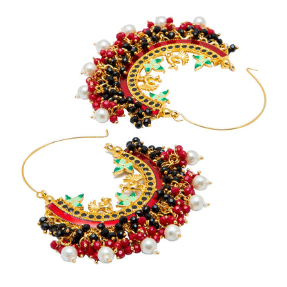 Shining Jewel Handcrafted Gold Plated Traditional Ethnic Meenakari Kundan Chandbali Earrings Women (SJ_1904_MB)