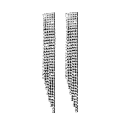 Shining Jewel Crystal and AD Black Silver Plated Fancy Western Style Cocktail Chandelier Long earrings for women (SJ_1905_BK)
