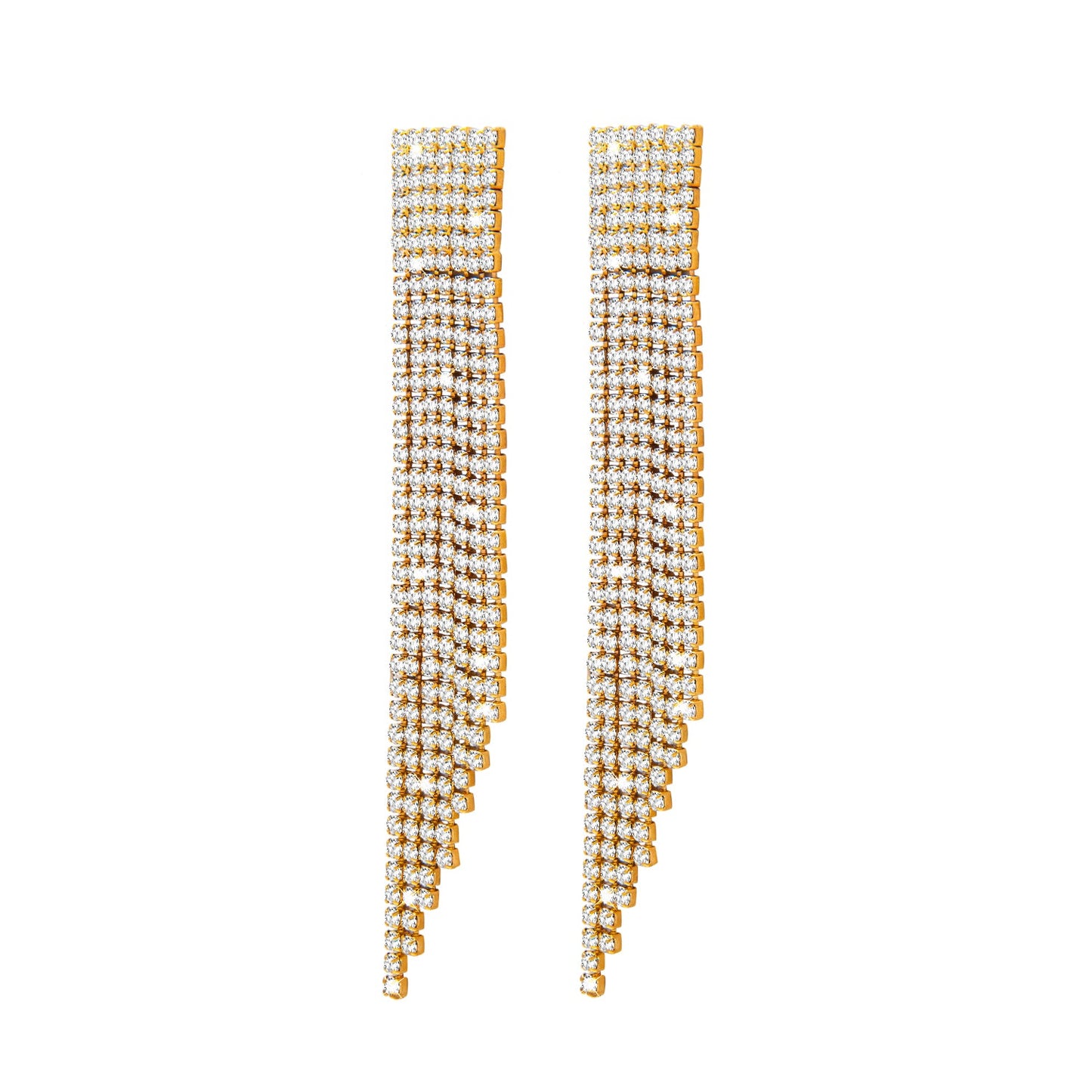 Shining Jewel Crystal and AD Gold Plated Fancy Western Style Cocktail Chandelier Long earrings for women (SJ_1905_G)