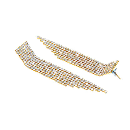 Shining Jewel Crystal and AD Gold Plated Fancy Western Style Cocktail Chandelier Long earrings for women (SJ_1905_G)