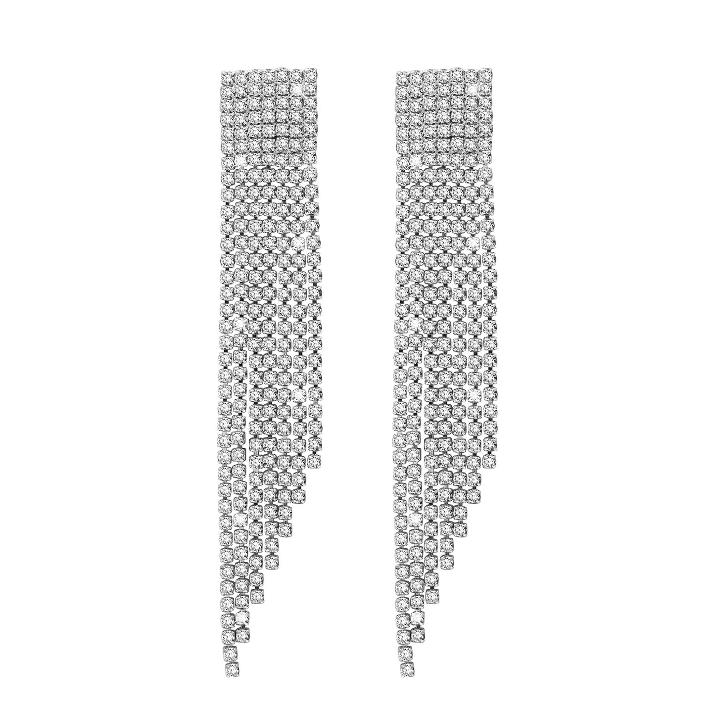 Shining Jewel Crystal and AD Silver Plated Fancy Western Style Cocktail Chandelier Long earrings for women (SJ_1905_S)