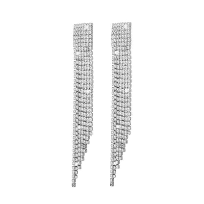 Shining Jewel Crystal and AD Silver Plated Fancy Western Style Cocktail Chandelier Long earrings for women (SJ_1905_S)