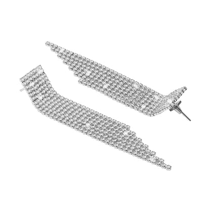 Shining Jewel Crystal and AD Silver Plated Fancy Western Style Cocktail Chandelier Long earrings for women (SJ_1905_S)