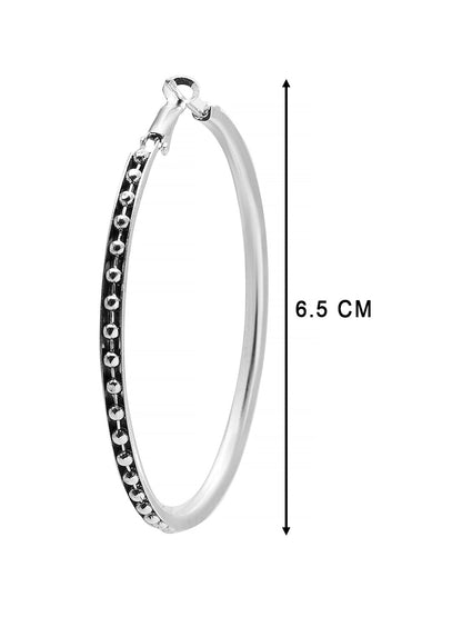 Metal, Pearl, CZ Studded Silver Antique Plated Hoop Earrings Bali for Women SJ_1907_L