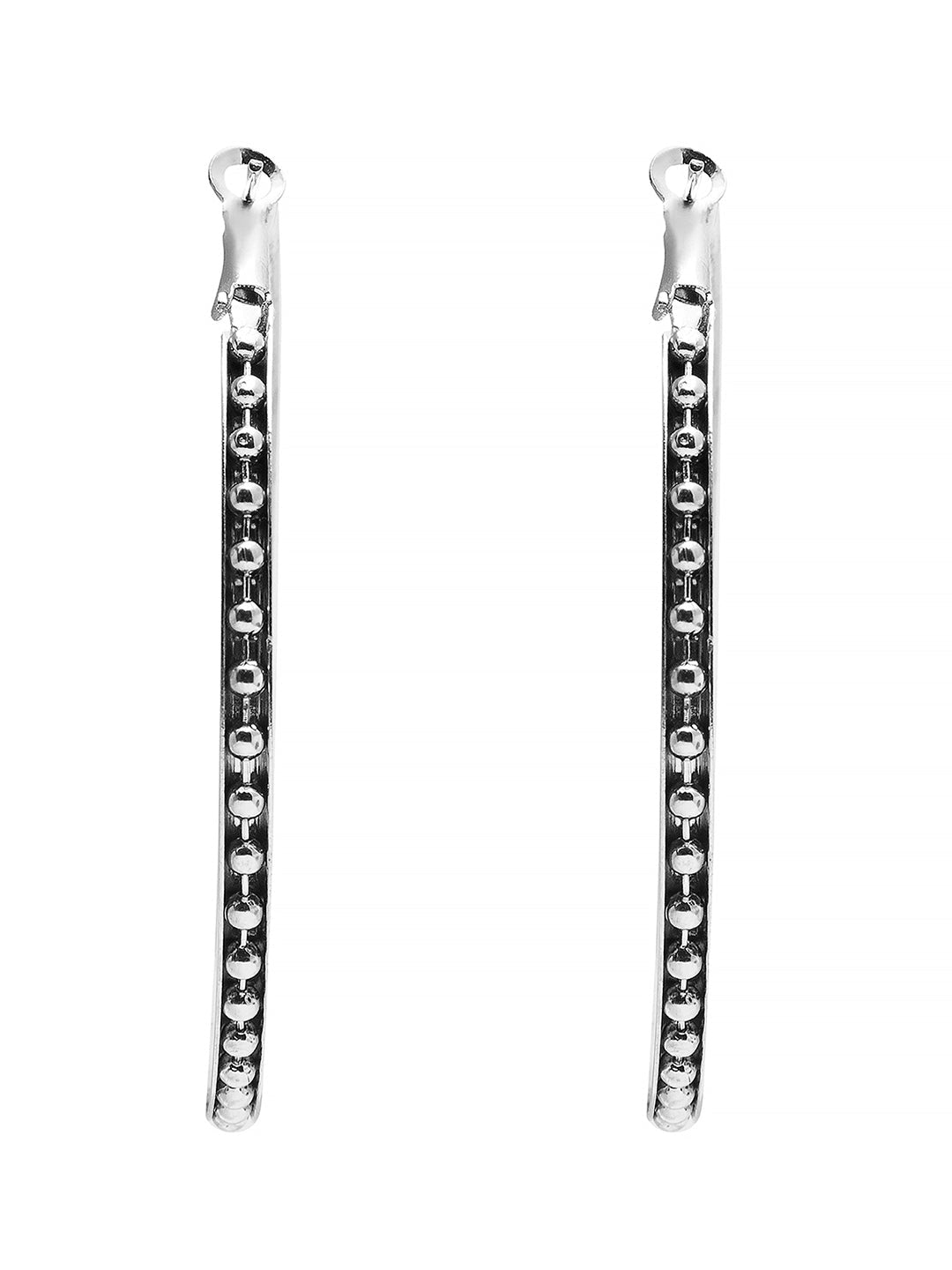 Metal, Pearl, CZ Studded Silver Antique Plated Hoop Earrings Bali for Women SJ_1907_M