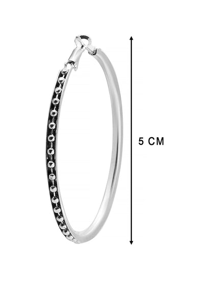 Metal, Pearl, CZ Studded Silver Antique Plated Hoop Earrings Bali for Women SJ_1907_M