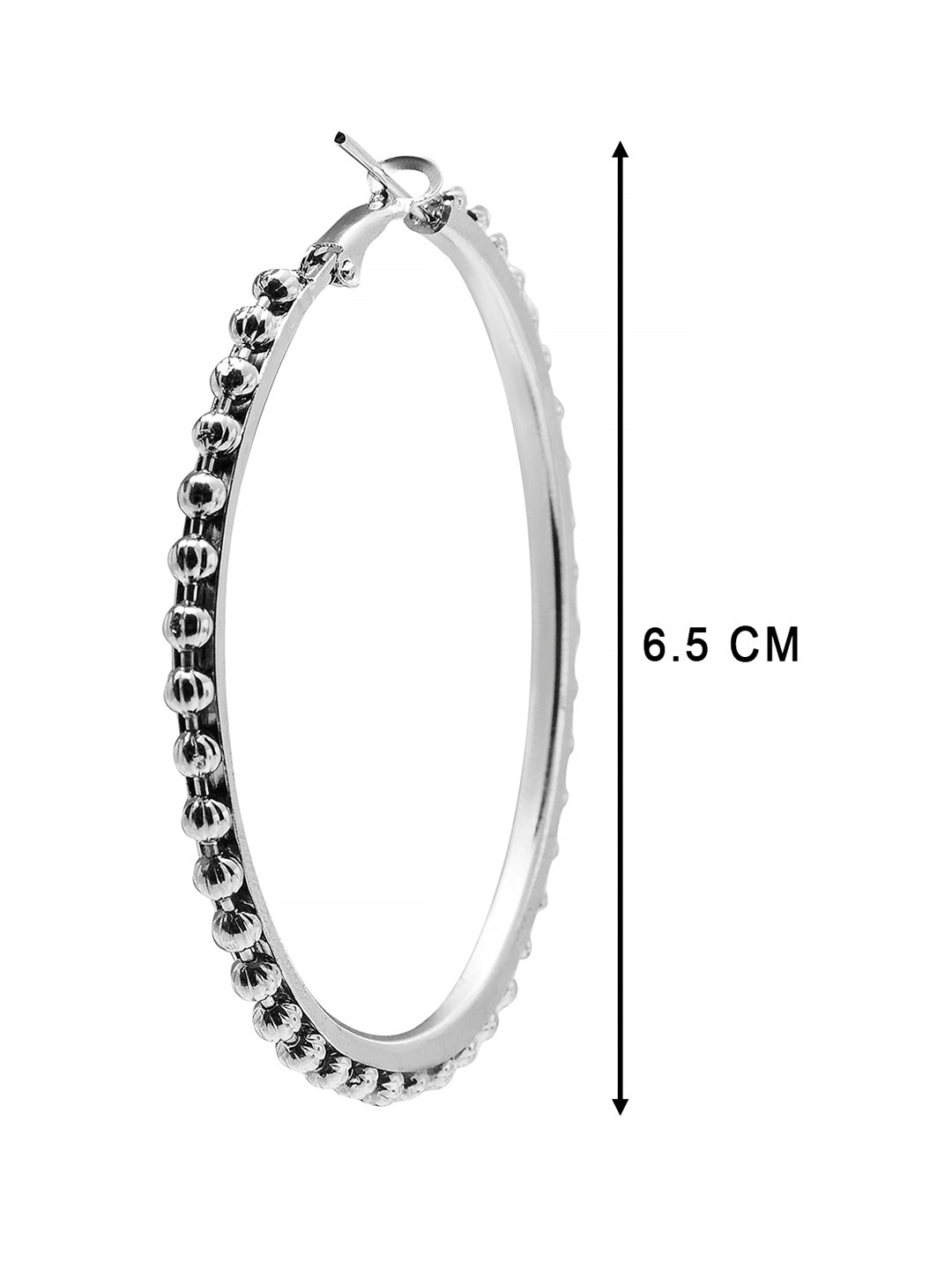 Metal, Pearl, CZ Studded Silver Antique Plated Hoop Earrings Bali for Women SJ_1908_L
