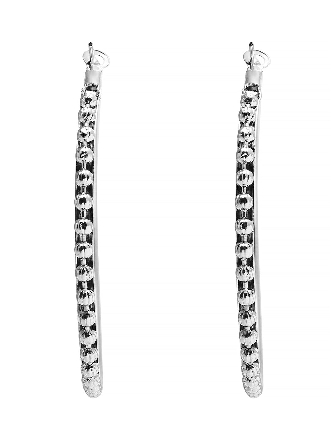 Metal, Pearl, CZ Studded Silver Antique Plated Hoop Earrings Bali for Women SJ_1908_M