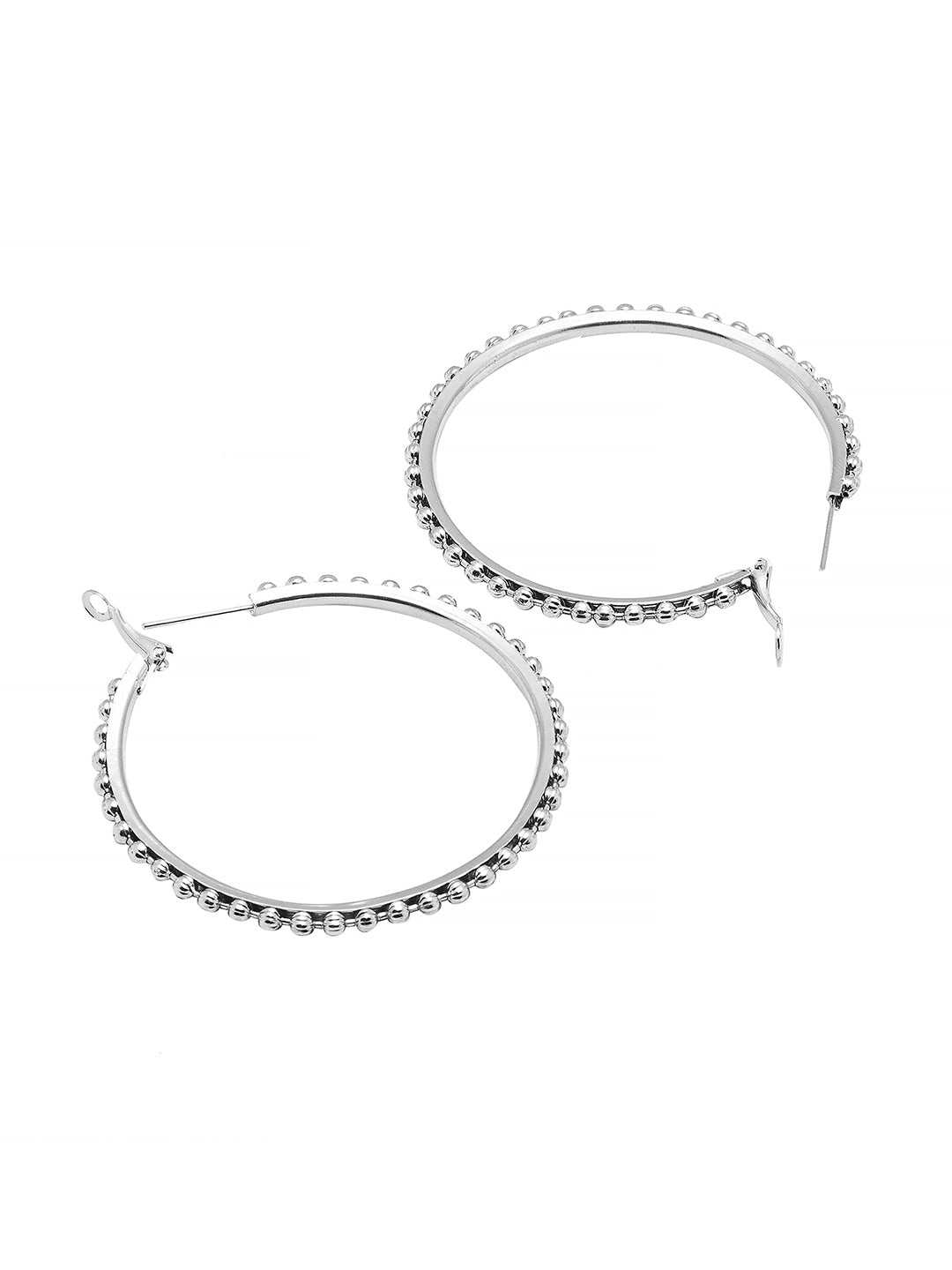 Metal, Pearl, CZ Studded Silver Antique Plated Hoop Earrings Bali for Women SJ_1908_S