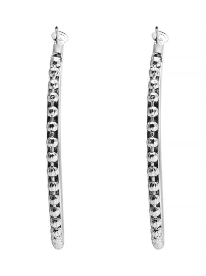 Metal, Pearl, CZ Studded Silver Antique Plated Hoop Earrings Bali for Women SJ_1908_S