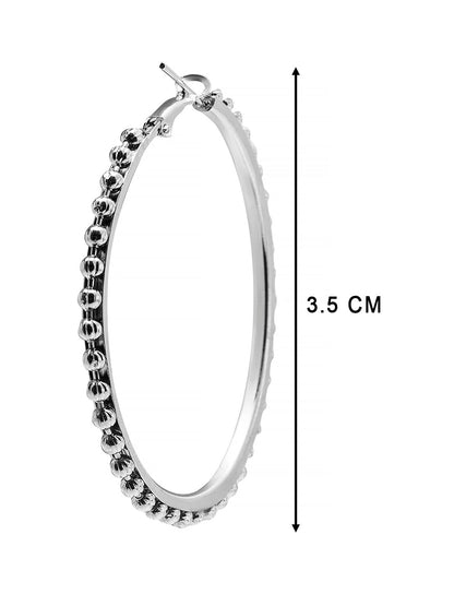 Metal, Pearl, CZ Studded Silver Antique Plated Hoop Earrings Bali for Women SJ_1908_S