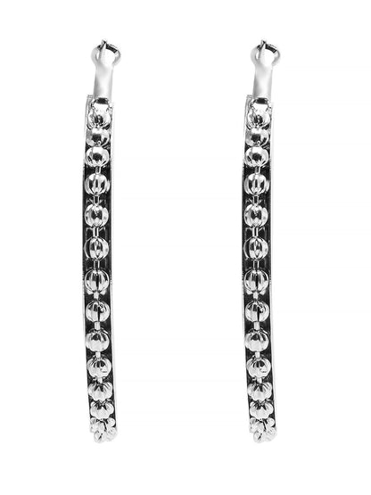 Metal, Pearl, CZ Studded Silver Antique Plated Hoop Earrings Bali for Women SJ_1909_L