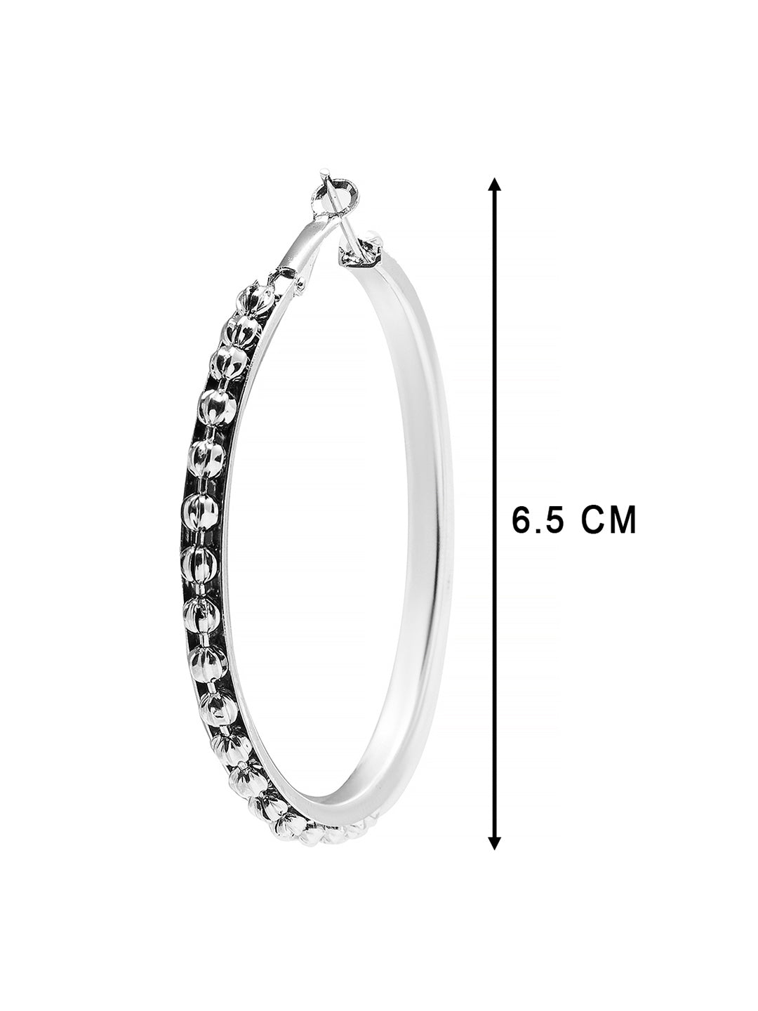 Metal, Pearl, CZ Studded Silver Antique Plated Hoop Earrings Bali for Women SJ_1909_L