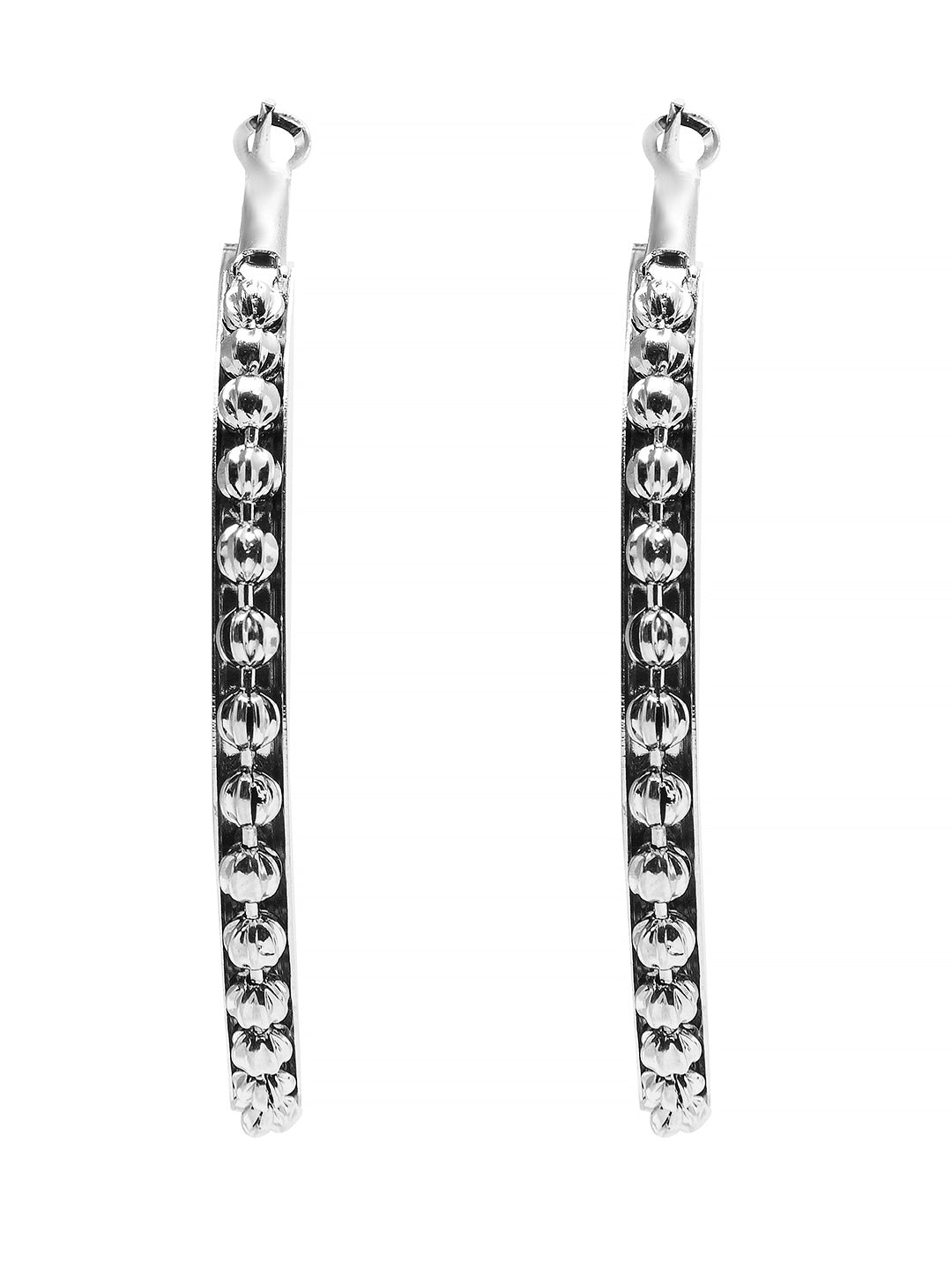 Metal, Pearl, CZ Studded Silver Antique Plated Hoop Earrings Bali for Women SJ_1909_M