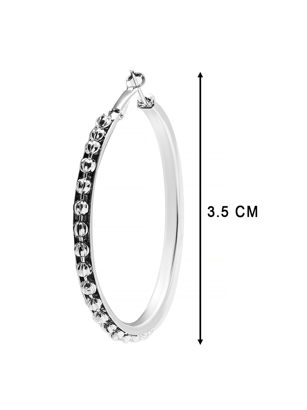 Metal, Pearl, CZ Studded Silver Antique Plated Hoop Earrings Bali for Women SJ_1909_S