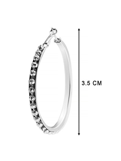Metal, Pearl, CZ Studded Silver Antique Plated Hoop Earrings Bali for Women SJ_1909_S