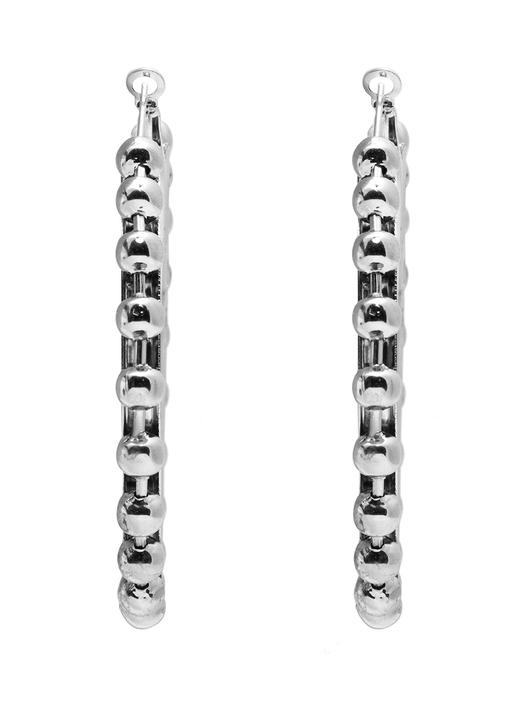 Metal, Pearl, CZ Studded Silver Antique Plated Hoop Earrings Bali for Women SJ_1910_L