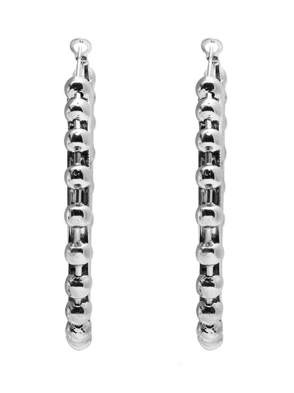 Metal, Pearl, CZ Studded Silver Antique Plated Hoop Earrings Bali for Women SJ_1910_S