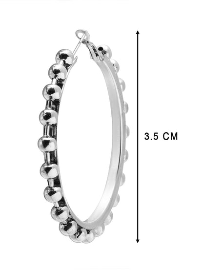 Metal, Pearl, CZ Studded Silver Antique Plated Hoop Earrings Bali for Women SJ_1910_S