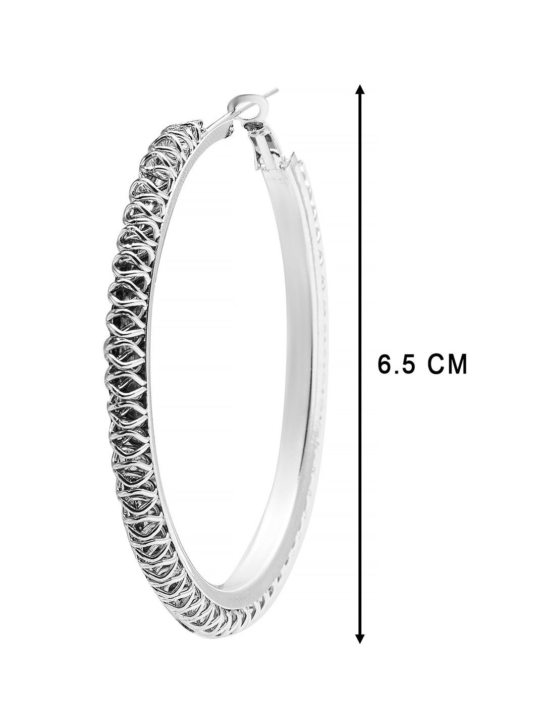 Metal, Pearl, CZ Studded Silver Antique Plated Hoop Earrings Bali for Women SJ_1911_L