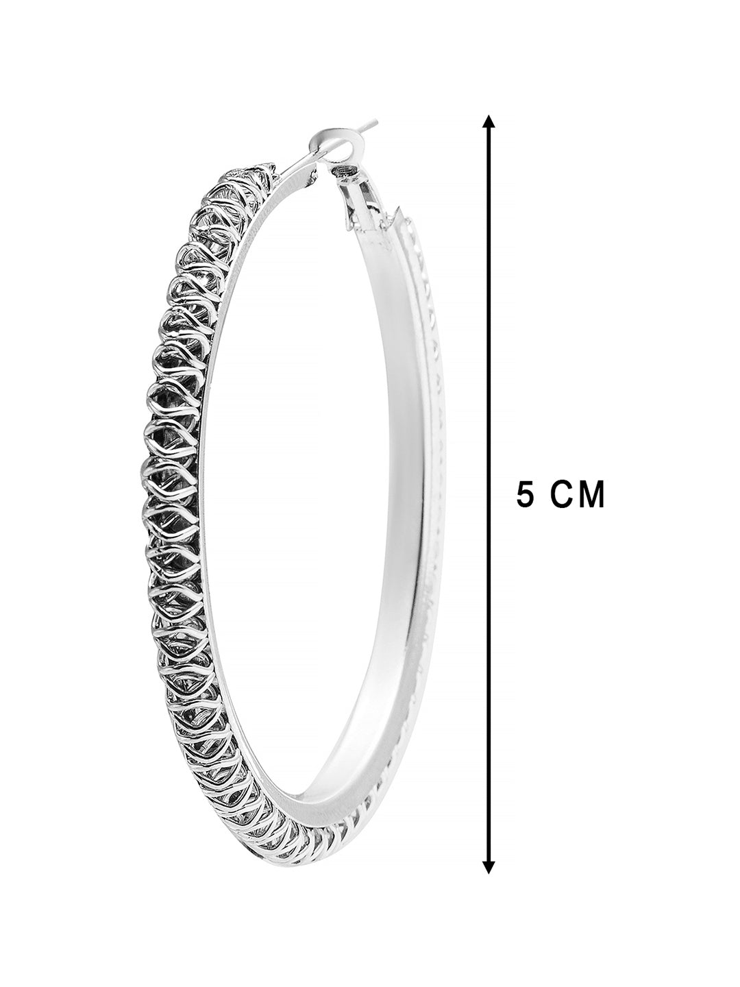 Metal, Pearl, CZ Studded Silver Antique Plated Hoop Earrings Bali for Women SJ_1911_M