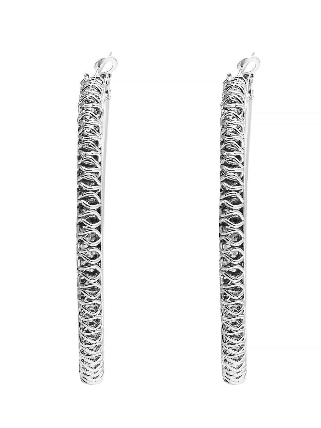 Metal, Pearl, CZ Studded Silver Antique Plated Hoop Earrings Bali for Women SJ_1911_S