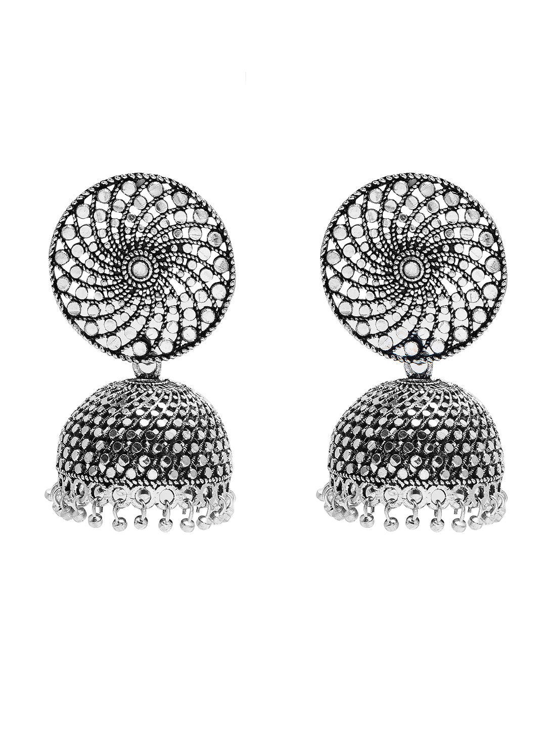 Antique Authentic Silver Look Oxidised Jhumka Earrings For Women & Girls SJ_1913