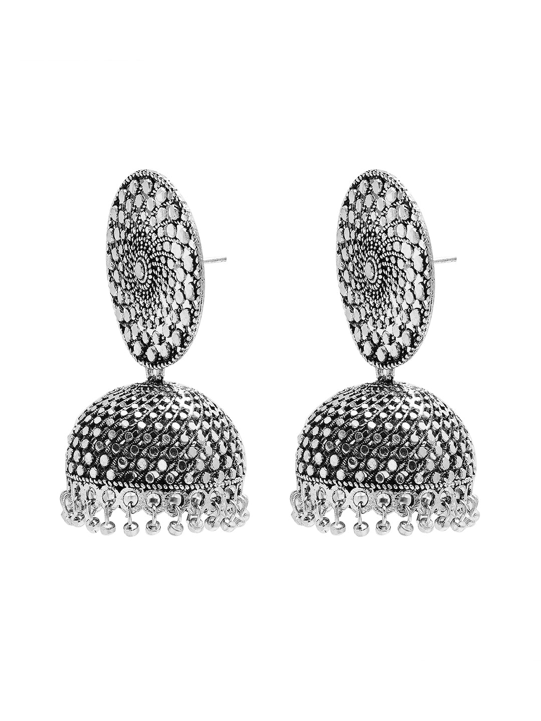 Antique Authentic Silver Look Oxidised Jhumka Earrings For Women & Girls SJ_1913