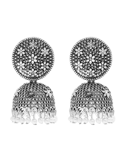 Antique Authentic Silver Look Oxidised Jhumka Earrings For Women & Girls SJ_1914