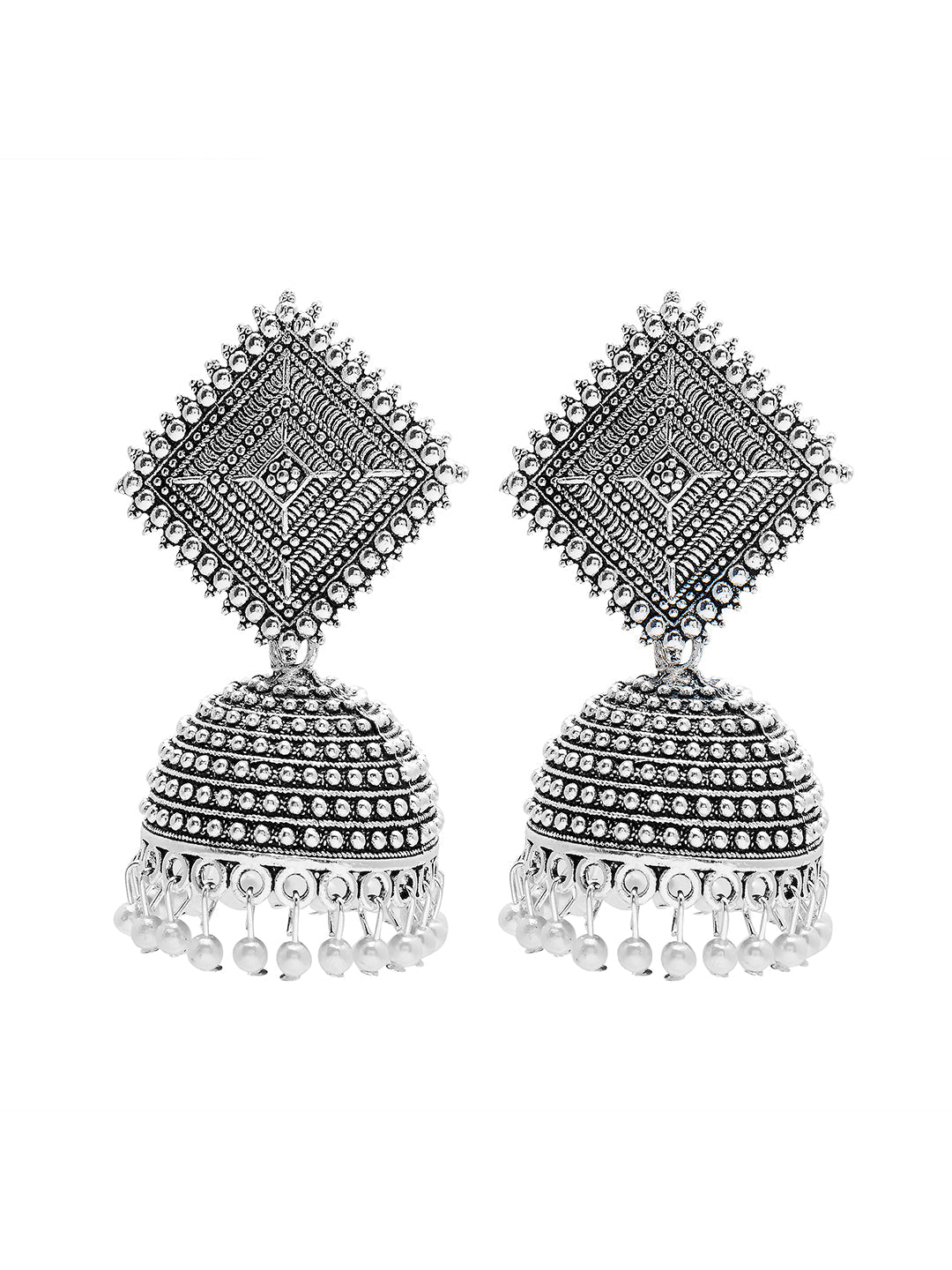 Antique Authentic Silver Look Oxidised Jhumka Earrings For Women & Girls SJ_1915