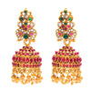 Handcrafted Multicolor Stone Design Antique Gold Plated Kundan Polki Temple Jewellery Jhumka Earring For Women SJ_1925