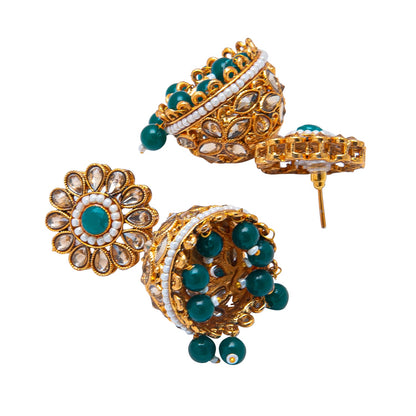 Shining Jewel Antique Gold Plated And Traditional Jhumka Earring With Crystals And Pearls (SJ_1929_G)