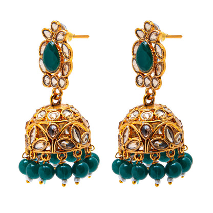 Shining Jewel Antique Gold Plated And Traditional Jhumka Earring With Crystals And Pearls (SJ_1931_G)