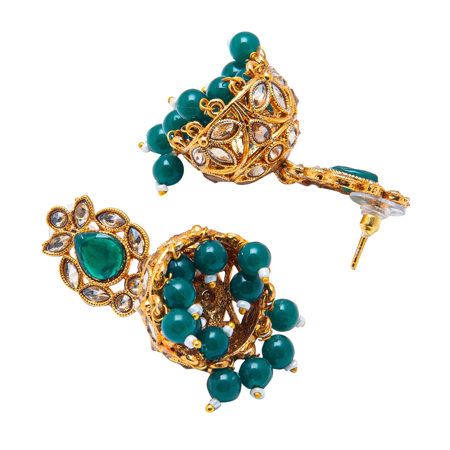 Shining Jewel Antique Gold Plated And Traditional Jhumka Earring With Crystals And Pearls (SJ_1931_G)