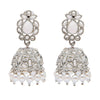 Shining Jewel Silver Plated Antique Oxidised Traditional Jhumka With CZ & Pearls Earrings for Women (SJ_1932_S)